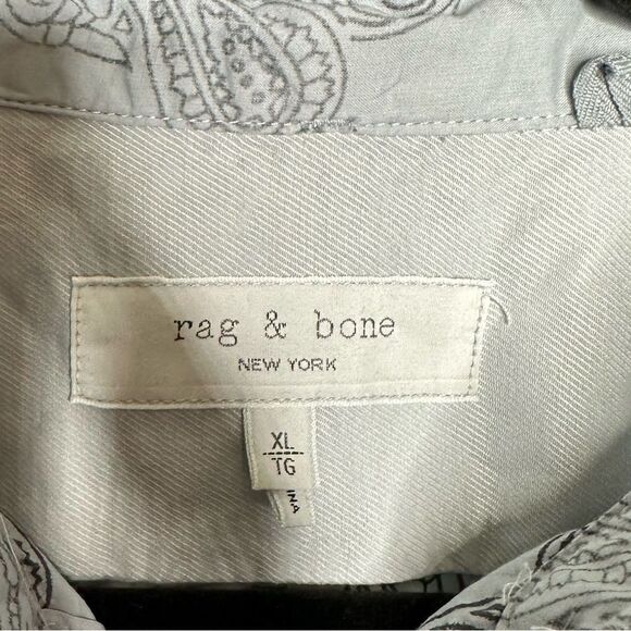 Rag & Bone Linen Blend Paisley Print Smith Short Sleeve Button Down Shirt sz XL - Picture 4 of 8